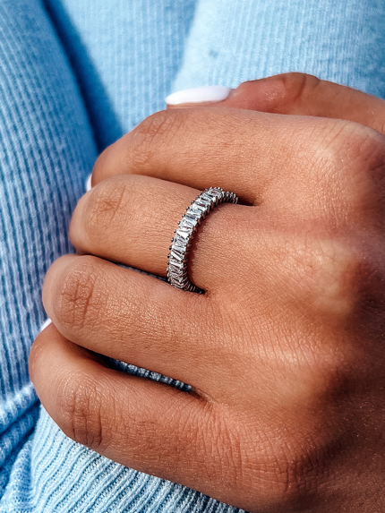 Pierścionek szafirowy Srebro 925° (rod) pm131 w