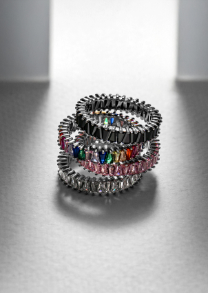 Pierścionek szafirowy Srebro 925° (rod) pm131 w