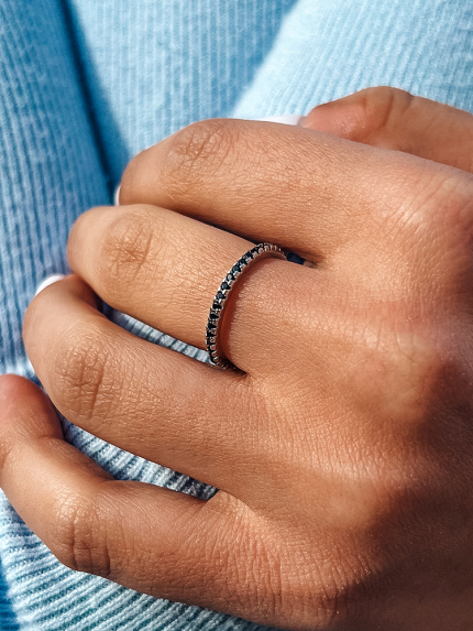 Pierścionek szafirowy Srebro 925° (rod) sr635 b