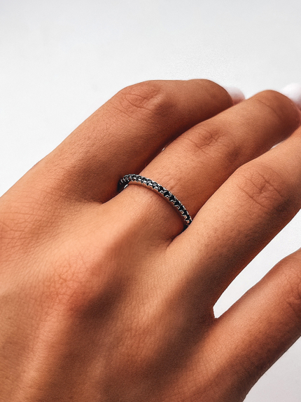 Pierścionek szafirowy Srebro 925° (rod) sr635 b