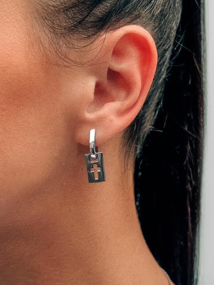 Сережки без вставок Срібло 925° (родій) 20078