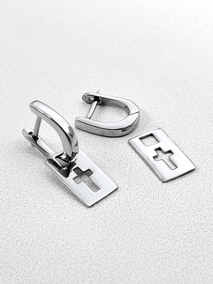 Сережки без вставок Срібло 925° (родій) 20078