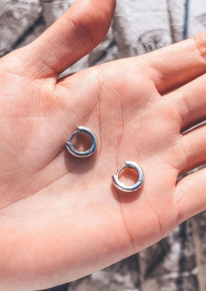 Сережки без вставок Срібло 925° (родій) 20114