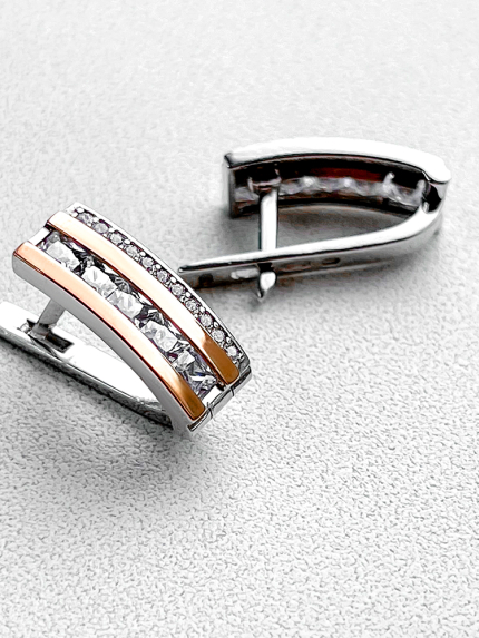 Kolczyki cyjanitowe Srebro 925° Złoto 375° 000219