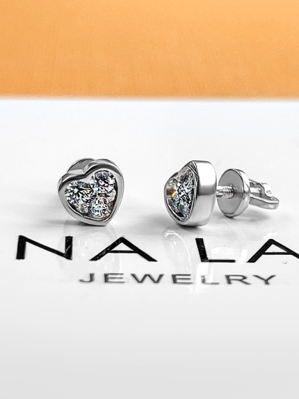 Сережки фіаніт Срібло 925° (родій) 000521