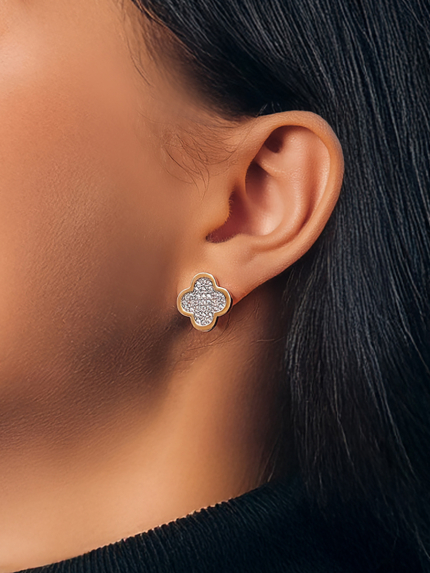 Сережки фіаніт Срібло 925° золото 375° 000458