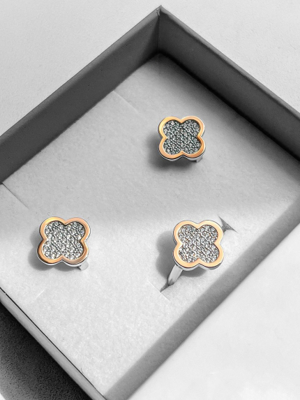 Сережки фіаніт Срібло 925° золото 375° 000458