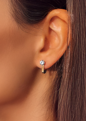 Сережки фіаніт Срібло 925° золото 375° 000884