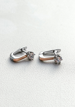 Сережки фіаніт Срібло 925° золото 375° 000884