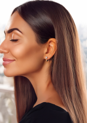 Сережки фіаніт Срібло 925° золото 375° 000884