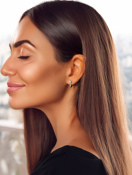 Сережки фіаніт Срібло 925° золото 375° 000884