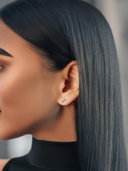 Сережки фіаніт Срібло 925° (родій) 956938