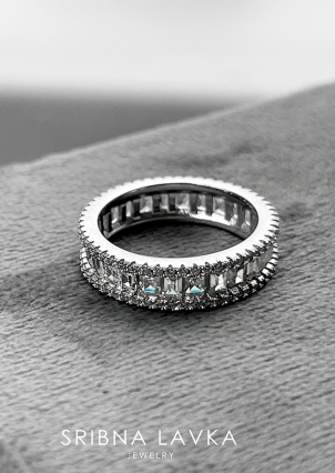 Pierścionek szafirowy Srebro 925° (rod) 201019