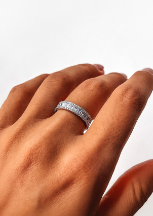 Pierścionek szafirowy Srebro 925° (rod) 201019