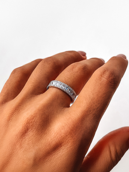 Pierścionek szafirowy Srebro 925° (rod) 201019