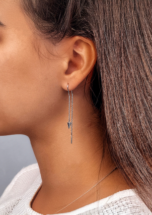 Сережки без вставок Срібло 925° (родій) 82801