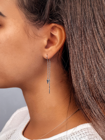 Сережки без вставок Срібло 925° (родій) 82801