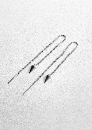 Сережки без вставок Срібло 925° (родій) 82801