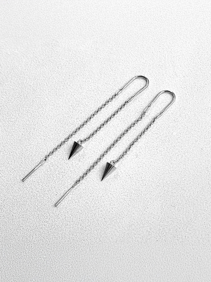 Сережки без вставок Срібло 925° (родій) 82801