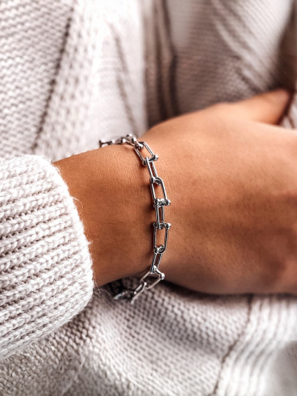 Браслет без вставок Срібло 925° (родій) 150037