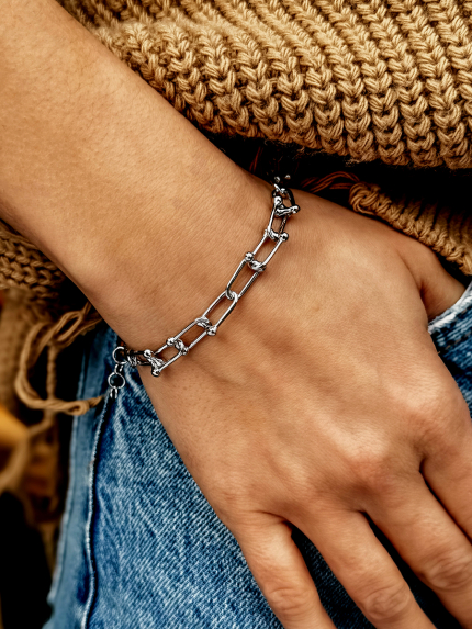 Браслет без вставок Срібло 925° (родій) 150037