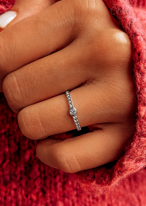 Pierścionek z cyrkonem Srebro 925° (rod) 120106