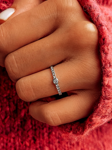 Pierścionek z cyrkonem Srebro 925° (rod) 120106