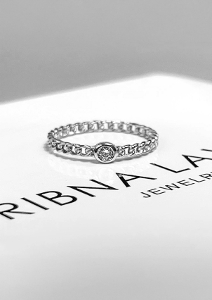 Pierścionek z cyrkonem Srebro 925° (rod) 120106