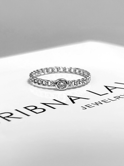 Pierścionek z cyrkonem Srebro 925° (rod) 120106