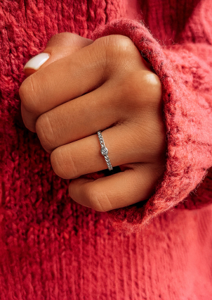 Pierścionek z cyrkonem Srebro 925° (rod) 120106