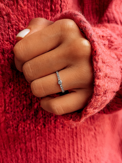 Pierścionek z cyrkonem Srebro 925° (rod) 120106