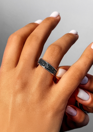 Pierścionek szafirowy Srebro 925° (rod) кк2фо1/373