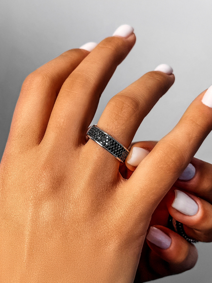 Pierścionek szafirowy Srebro 925° (rod) кк2фо1/373