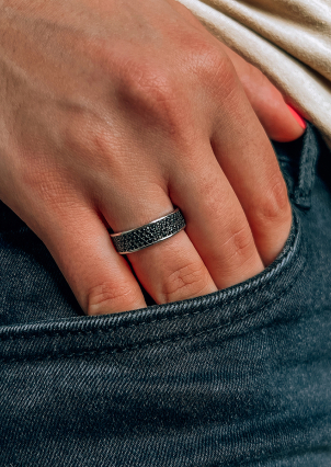 Pierścionek szafirowy Srebro 925° (rod) кк2фо1/373