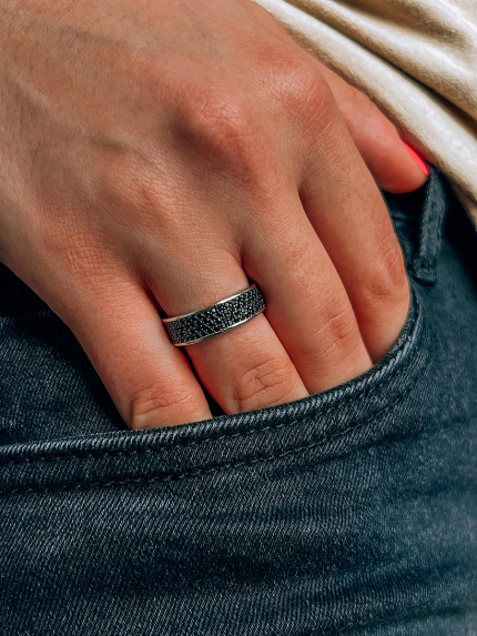 Pierścionek szafirowy Srebro 925° (rod) кк2фо1/373