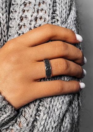 Pierścionek szafirowy Srebro 925° (rod) кк2фо1/373