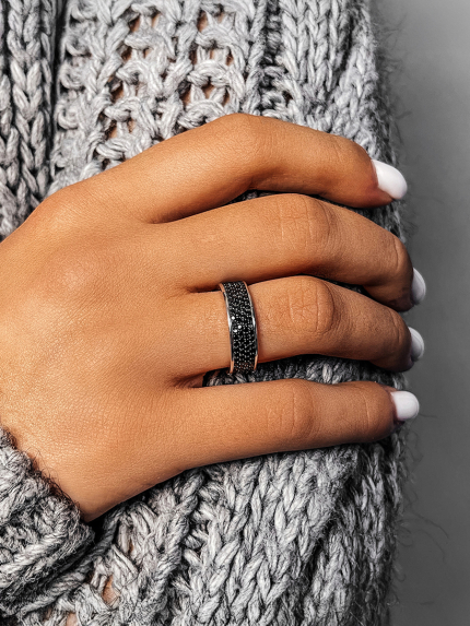 Pierścionek szafirowy Srebro 925° (rod) кк2фо1/373