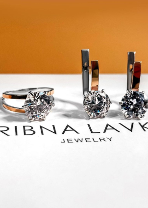 Каблучка фіаніт Срібло 925° золото 375° 001к