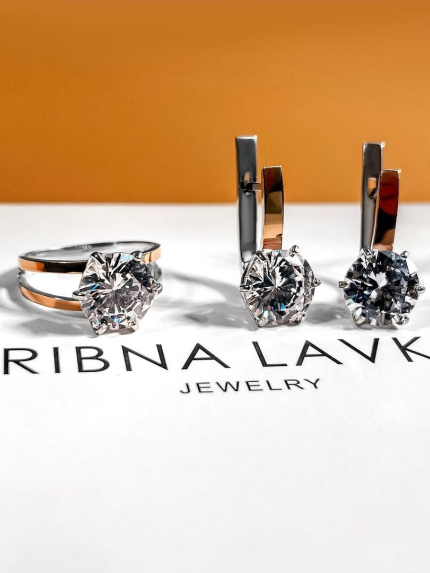 Ring cubic zirconia Silver 925° gold 375° 001k