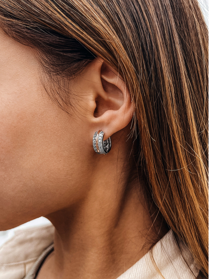 Сережки фіаніт Срібло 925° золото 375° 000464