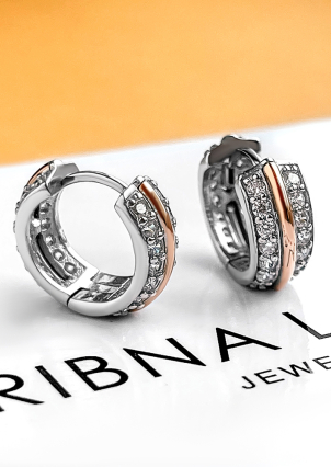 Сережки фіаніт Срібло 925° золото 375° 000464