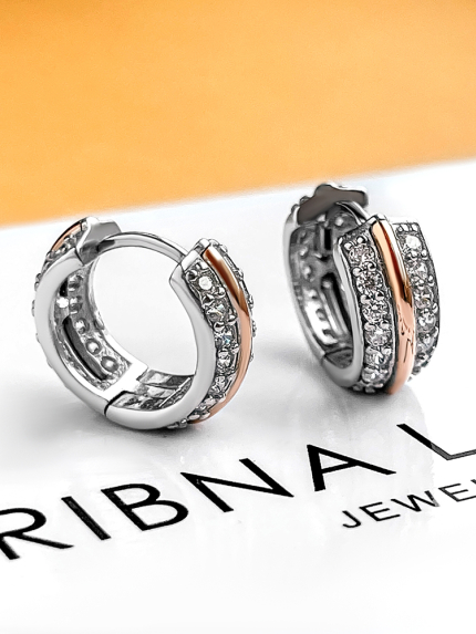 Сережки фіаніт Срібло 925° золото 375° 000464