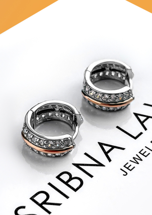 Сережки фіаніт Срібло 925° золото 375° 000464