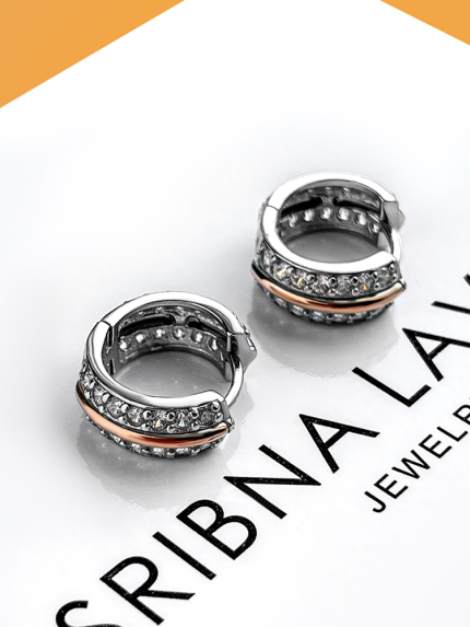 Сережки фіаніт Срібло 925° золото 375° 000464