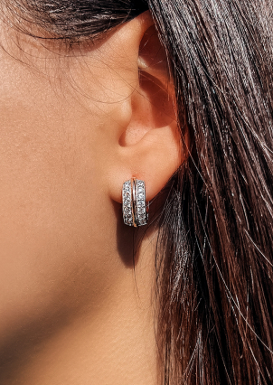 Сережки фіаніт Срібло 925° золото 375° 000464