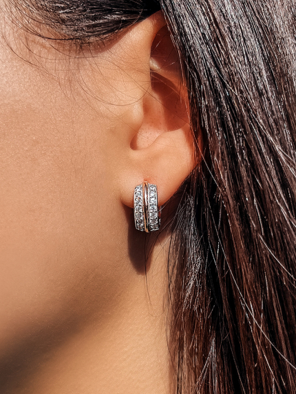 Сережки фіаніт Срібло 925° золото 375° 000464