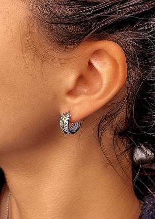 Сережки фіаніт Срібло 925° золото 375° 000464