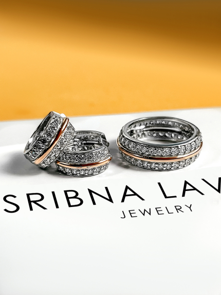 Сережки фіаніт Срібло 925° золото 375° 000464