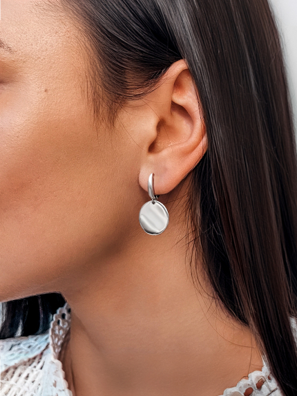 Сережки без вставок Срібло 925° (родій) 20108