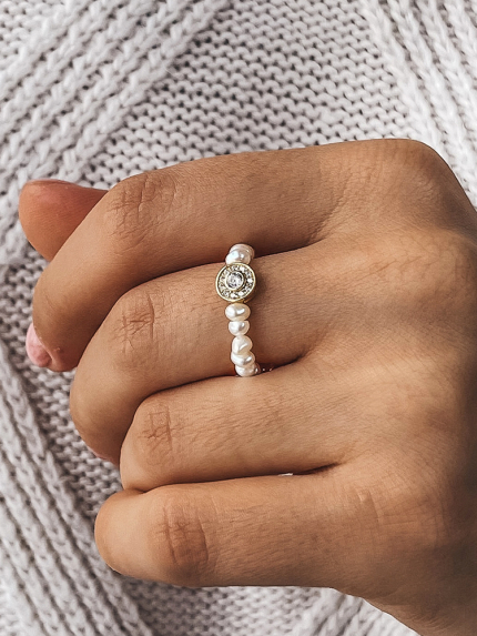 Каблучка перлина Срібло 925° (позолота) GPR06M